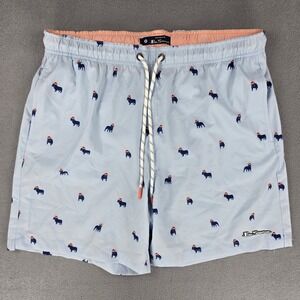 Ben Sherman Swim Trunks Shorts Mens Large All Over Print‎ Bull Dogs Blue L